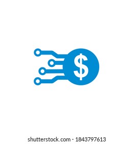 Vector de dinero digital, logotipo de tecnología