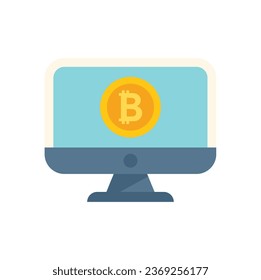 Digital monitor icon flat vector. Money bitcoin. Marketing investment isolated