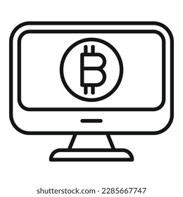 Digital monitor icon outline vector. Money bitcoin. Marketing investment