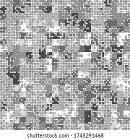 Digital monochrome camouflage seamless pattern for winter. Abstract military geometric modern camo background. Vector illustration.