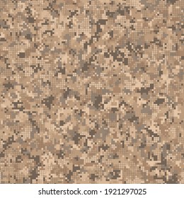 Digital monochrome camouflage seamless pattern for desert sand. Abstract military geometric modern camo background. Vector illustration.