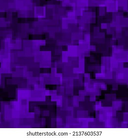 Digital monochrome dark violet camouflage seamless pattern. Abstract military geometric modern camo background. Vector purple illustration.