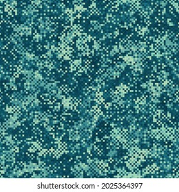 Digital monochrome sea blue camouflage seamless pattern. Abstract military geometric modern camo background. Vector illustration.