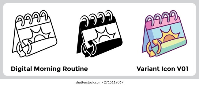 O Digital Morning Routine organiza o seu dia com estrutura e foco melhorado. Estilo Linha, Preenchido, Cor.