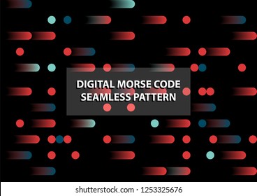 Digital Morse Code Seamless Pattern. Visualization Of Data Dynamic Flow Seems Like Light Speed Or Digital Computing.