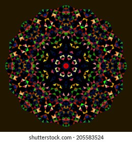 Digital Mosaic Circle. Creative Colorful style vector wheel. Red Green Blue Orange Black Dominant Color