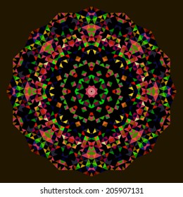 Digital Mosaic Circle. Creative Colorful style vector wheel. Red Green Blue Orange Black Dominant Color