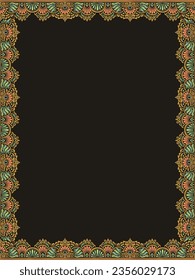 Los Motivos Digitales Diseñan Ornamentos Delanteros Y Atrás. Ilustración de arte hecha a mano. Patrón floral de borde de borde.Motivo Paisley sin habitación.Motivos de alfombras.motivos étnicos.Hermosa huella de bufanda.