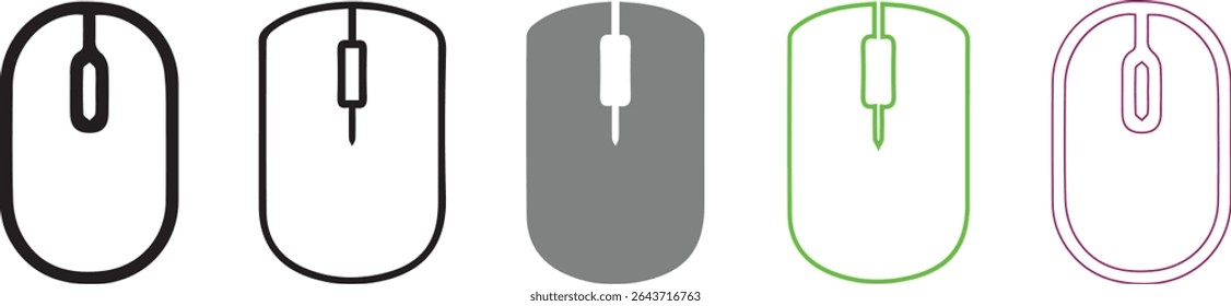 Digital Mouse Icon Line Design, Wireless Mouse Tool Icon Stock Vectors and Vector Art, Computer mouse icon sheet