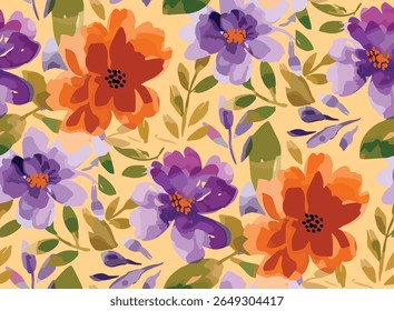 Digital multi floral big flowers illustration design