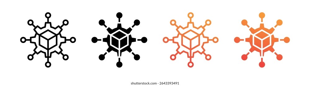 Digital Multi Style Icon Set Vector