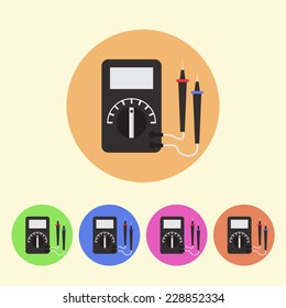 Digital Multimeter colored round icons