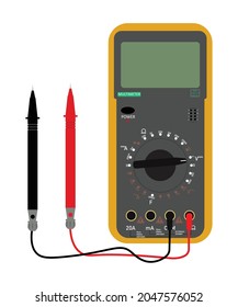 Digital-Multimeter, DMM, Elektrisches Messgerät: Spannung, Ampere, Ohmmeter, Leistung, Illustration einzeln auf weißem Hintergrund - Vektorgrafik