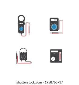 Digital multimeter. Electrical measuring instrument: voltage, amperage, ohmmeter, power. Icon multimeter black on a white background.