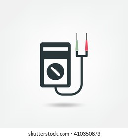 Digital multimeter. Electrical measuring instrument: voltage, amperage, ohmmeter, power. Can be used design element, logo, background. 