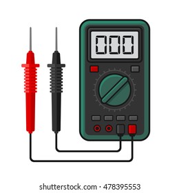 Digital multimeter. Electrical Measuring Instrument Voltage Amperage Ohmmeter and Power. Vector