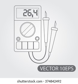 Digital multimeter icon black and white outline drawing.