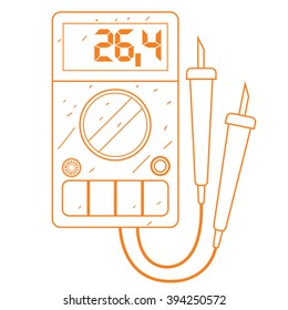 Digital multimeter icon outline drawing.