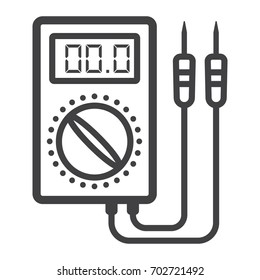 Digital multimeter line icon, build and repair, electric volmeter sign vector graphics, a linear pattern on a white background, eps 10.