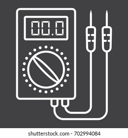 Digital multimeter line icon, build and repair, electric volmeter sign vector graphics, a linear pattern on a black background, eps 10.