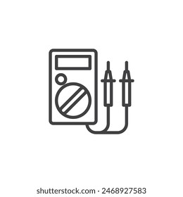 Symbol für digitale Multimeterlinie. Lineares Stilzeichen für mobiles Konzept und Webdesign. Symbol für die Vektorgrafik der Umrisslinie eines Multimetergeräts. Symbol, Logo-Darstellung. Vektorgrafik-Grafiken