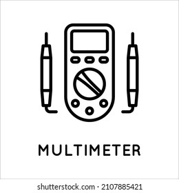 Digital multimeter line icon, tester, measuring instrument in simple style isolated on white background. Measurement of current, resistance, voltage. Vector sign in simple style isolated on white