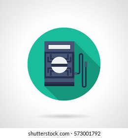 Digital multimeter for measuring DC and AC voltage. Round flat color vector icon
