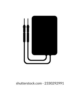 Digital multimeter in silhouette icon, vector illustration in trendy design style. Electrical tool for measuring electric current, voltage, and resistance in an electrical component. 