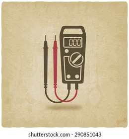 digital multimeter symbol old background - vector illustration. eps 10