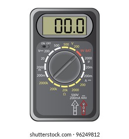 Digital multimeter. Vector illustration. Isolated on white background.