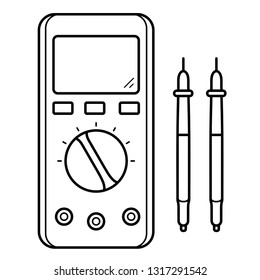 Digital multimeter. Vector outline icon isolated on white background.