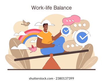 Digital multitasking. Effective and competent office worker media consumption management. Business productivity optimization, scheduling and progress tracking. Flat vector illustration