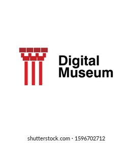 Digital Museum Line Logo Icon Designs Template Elements