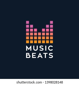 digital music beat vector logo design