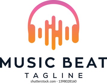 digital music beat vector logo design