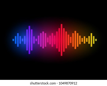 Digital music equalizer. Color waves design. Rainbow sound concept. Colorful audio visualization. Vector illustration.