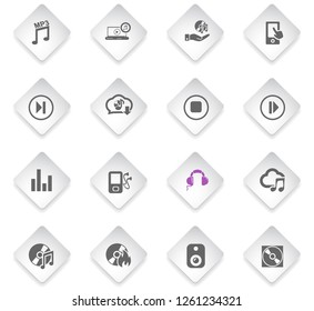digital music flat rhombus web icons for user interface design
