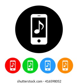 Digital Music Icon with Color Variations