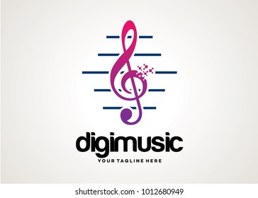 Digital Music Logo Template Design Vector, Design Concept, Creative Symbol