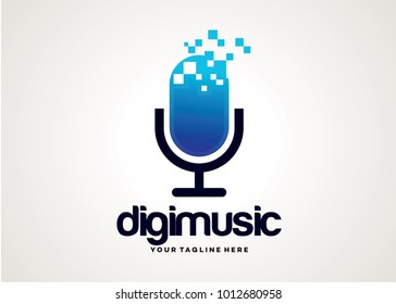 Digital Music Logo Template Design Vector, Design Concept, Creative Symbol