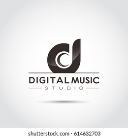 Digital Music Logo Template. Vector Illustrator Eps. 10