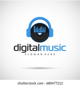 Digital Music logo template. Vector Illustration eps.10