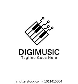 Digital music piano, Vector logo template