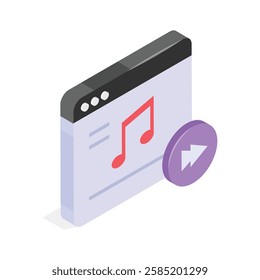 Digital music player, concept icon of online music in isometric style