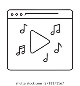 Interfaz de reproductor de música digital para contenido de audio, transmisión en línea y entretenimiento. Juega al Botón con notas musicales para disfrutar de la experiencia multimedia.