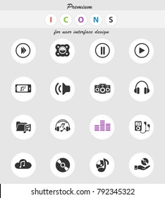 digital music web icons for user interface design