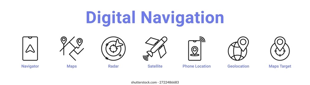 Digital Navigation icon banner and collection