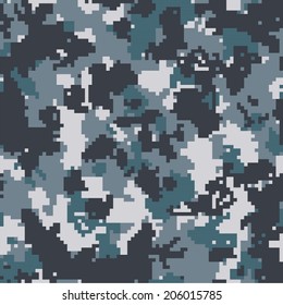 Digital navy seamless pixel camo texture vector
