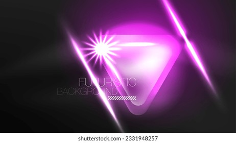 Digital Neon Abstract Background, Triangles And Lights Geometric Design Template