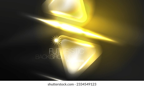 Digital Neon Abstract Background, Triangles And Lights Geometric Design Template